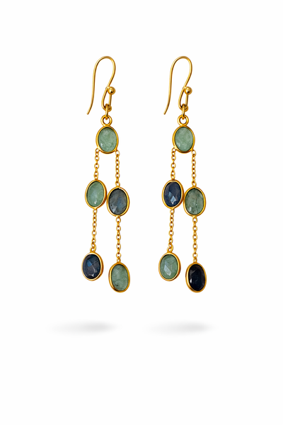 Labradorite Multi-Drop Chain Earrings