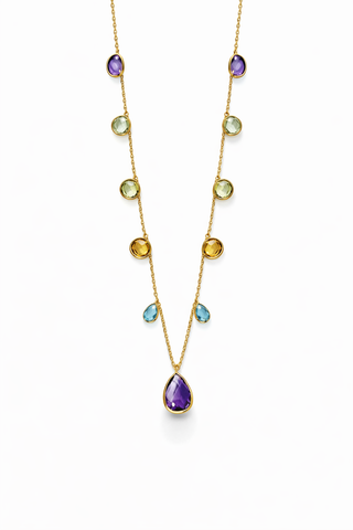 Multi Gemstone drop necklace