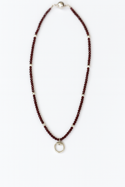 Black spinel and silver bit necklace