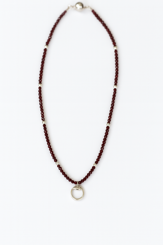 Black spinel and silver bit necklace