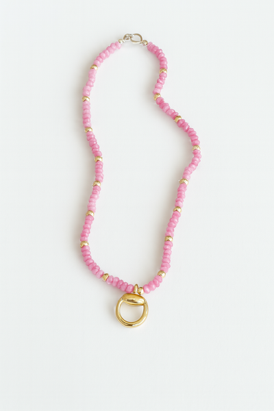 Ruby and gold plated silver bit necklace