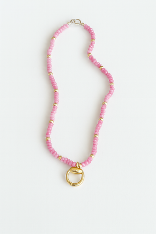 Ruby and gold plated silver bit necklace