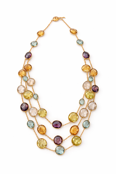 Multi stone triple necklace