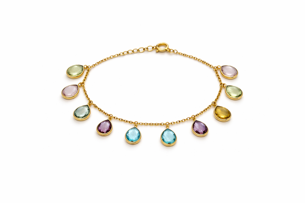 Multi gemstone drop bracelet