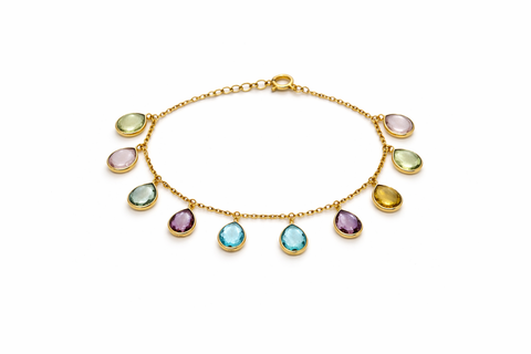 Multi gemstone drop bracelet