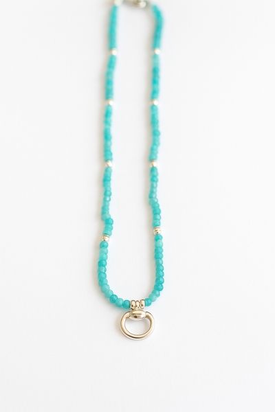 Amazonite and silver bit necklace