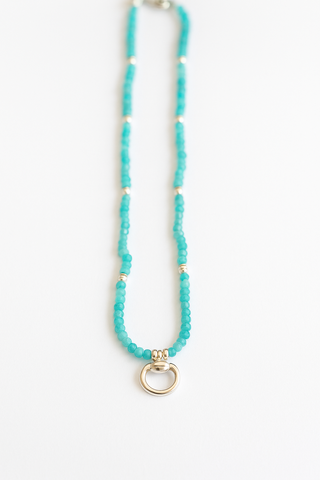Amazonite and silver bit necklace