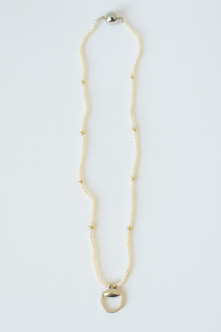 Seed pearl and silver bit necklace