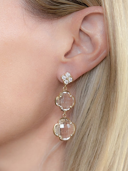 Clear quartz and LG diamond earrings