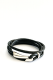 Silver hook leather bracelet